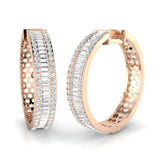 2.50 Ct Natural / Lab-Grown Baguette & Round Diamond Hoop Earrings in Pavé & Channel Set