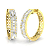 2.50 Ct Natural / Lab-Grown Baguette & Round Diamond Hoop Earrings in Pavé & Channel Set
