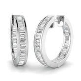 Natural & Lab-Grown Baguette Diamond Hoops | Bezel Setting | Gold & Platinum