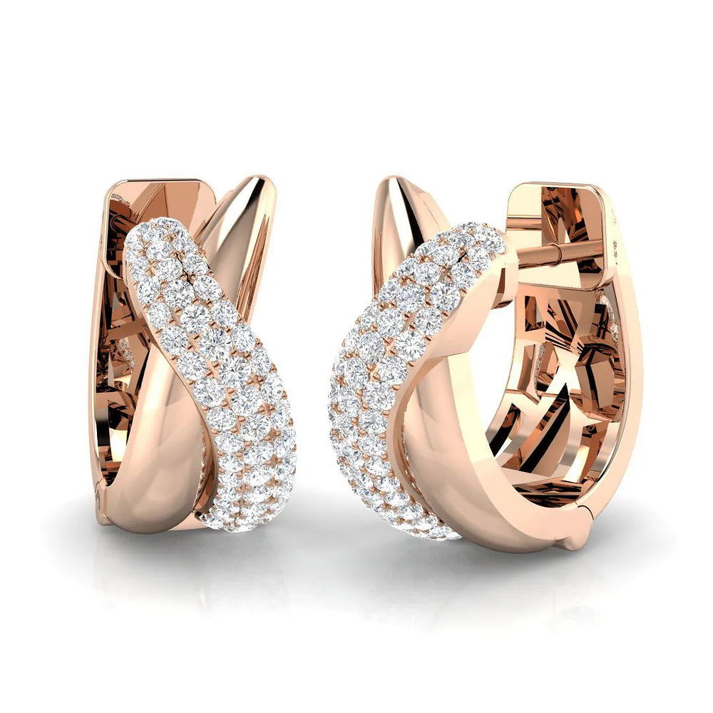 Hoop Earrings - Geometric 0.4ct Twisted Design Diamond