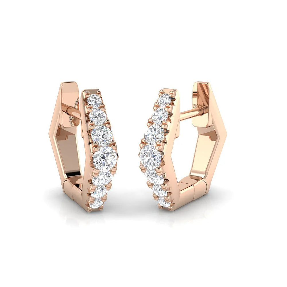 Hoop Earrings - Geometric 0.25ct Hexagonal Design