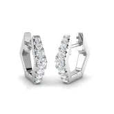 Natural & Lab-Grown Round Cut Diamond Geometric Hexagonal Design Hoop Earrings - 0.25 Carat