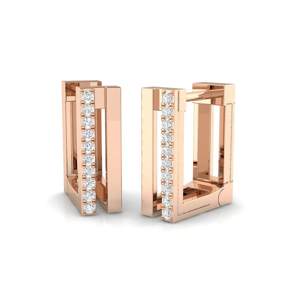 Hoop Earrings - Geometric 0.1ct Micro Pave Diamond