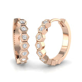 Natural & Lab Grown Round Cut Diamond Hoop Earring | Hinged Hoop Closure | UK Hallmarked