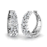 Breathtaking 1.75Ct Diamond Floral Cluster Hoop Earrings in White Gold