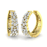Breathtaking 1.75Ct Diamond Floral Cluster Hoop Earrings in White Gold