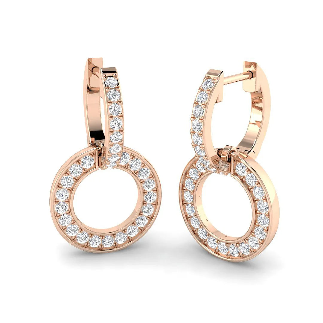 0.60 Ct Natural & Lab-Grown Round Cut Diamond Drop Earrings | Pavé Set