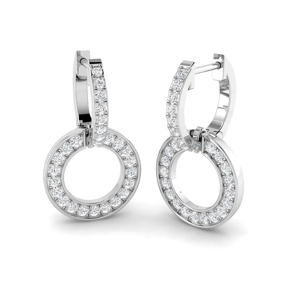 0.60 Ct Natural & Lab-Grown Round Cut Diamond Drop Earrings | Pavé Set