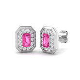 Luxxy 1ct Gold Pink Sapphire Diamond Earrings - Elegant Luxury Jewelry