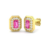 Luxxy 1ct Gold Pink Sapphire Diamond Earrings - Elegant Luxury Jewelry