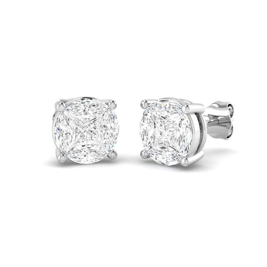 Princess & Marquise Diamond Stud Earrings | Lab & Natural | 1.5Ct | Gold