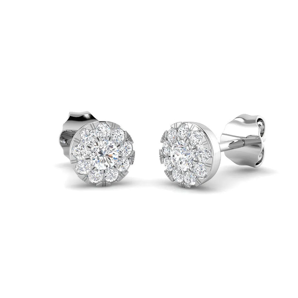0.32 Ct DE/VVS Lab Grown Round Cut Diamond Halo Earring | Cluster Set