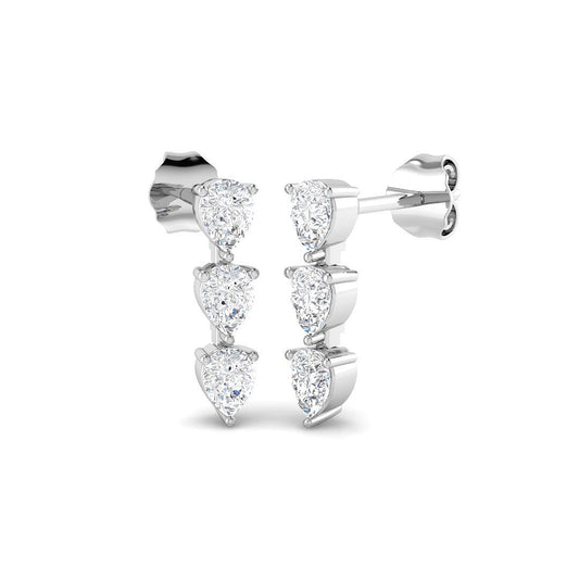 Luzby 1ct Gold Drop & Trilogy Diamond Earrings - Luxury Jewelry Gift