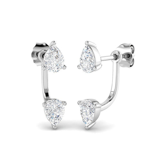 Stunning 1.0 Ct Pear Diamond Ear Jackets