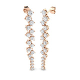 Blosm Luxury 3ct Gold Drop & Trilogy Diamond Earrings for Elegance