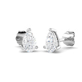 Stud Earrings with Pear Cut Diamond Solitaire | Gold