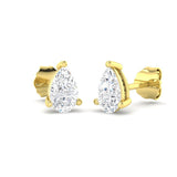 Stud Earrings with Pear Cut Diamond Solitaire | Gold