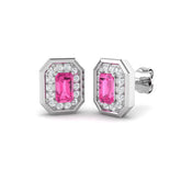 "Luyvy Luxury Gold Earrings with Pink Sapphire - 1ct Diamond Elegance"
