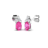 Luzvy Pink Sapphire & Diamond Gold Earrings 1ct-1.5ct Luxury Jewelry