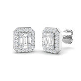 Stud Earrings with Octagon Diamond Halo Cluster | 1ct Gold