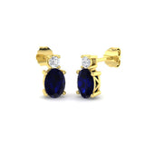 Blue Sapphire Diamond Stud Earrings in Yellow Gold