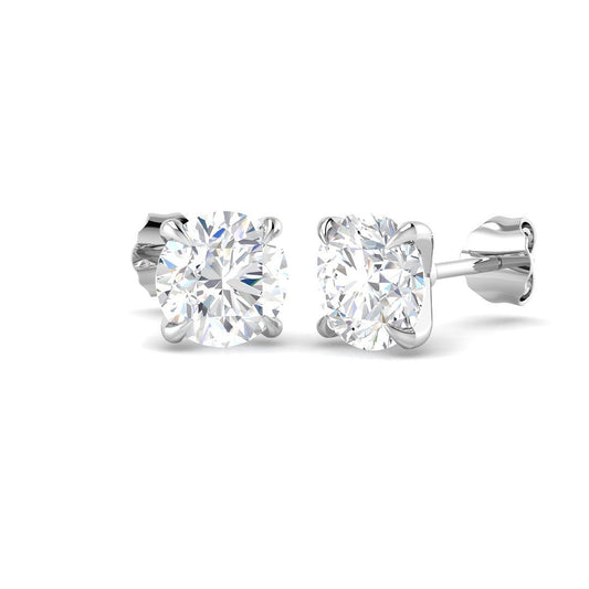 Stud Earrings with Round Cut Diamond Solitaire | 18k Gold