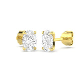 1.08ct Lab Diamond Oval Cut Stud Earrings in 9K Yellow Gold
