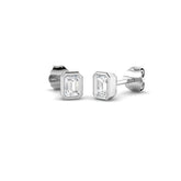 9ct White Gold 0.5ct Lab Grown Diamond Emerald Cut Solitaire Earrings