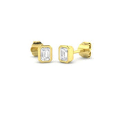 0.5ct Lab Diamond Emerald Cut Stud Earrings in 9K Yellow Gold