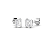 0.85ct Lab Diamond Emerald Cut Stud Earrings in 9K White Gold