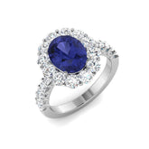 Oval Tanzanite Diamond Engagement Ring in Yellow Gold
