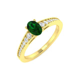 Oval Green Emerald Engagement Ring in Yellow Gold