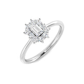 Emerald Cut Diamond Starburst Halo Ring | Lab & Natural Diamonds