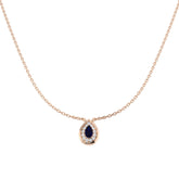 Blue Sapphire and Diamond Pendant Necklace 0.5ct Gold Platinum