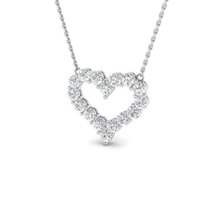9ct White Gold 0.94ct Lab Grown Diamond Heart Pendant