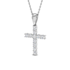 9ct White Gold 0.49ct Lab Grown Diamond Cross Pendant
