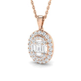 Baguette & Brilliant Diamond Pendant 0.5ct Gold | Lab & Natural Diamond Necklace
