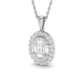 Diamond pendant necklace on a white background