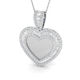Baguette & Round Diamond Heart Pendant 2.5ct | Lab & Natural Diamond