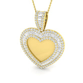 Baguette & Round Diamond Heart Pendant 2.5ct | Lab & Natural Diamond