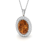 Oval Citrine & Diamond Pendant 6.5ct Gold Necklace (Without Chain)