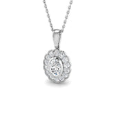 9ct White Gold 0.7ct Lab Grown Diamond Vintage Pendant