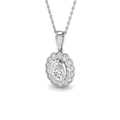 9ct White Gold 0.7ct Lab Grown Diamond Vintage Pendant