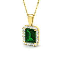 9ct Yellow Gold 2.66ct Lab Grown Emerald Pendant