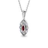 Marquise Ruby Diamond Pendant in Gold Without Chain