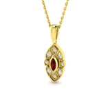 Marquise Ruby Diamond Pendant in Gold Without Chain