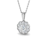 Diamond Flower Pendant| Vintage Rose Gold Floral Pendant Without Chain