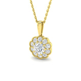 Diamond Flower Pendant| Vintage Rose Gold Floral Pendant Without Chain