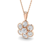 Cluster Diamond Pendant 2ct in 9K Rose Gold – Lab & Natural