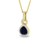 Blue Sapphire Pendant 1.25ct to 1.75ct Gold Without Chain